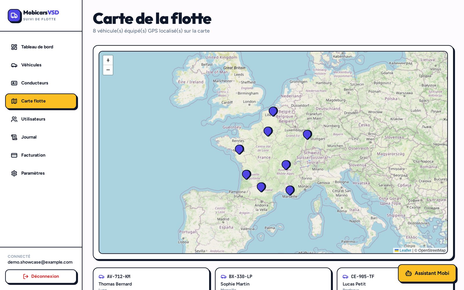 Géolocalisation de la flotte